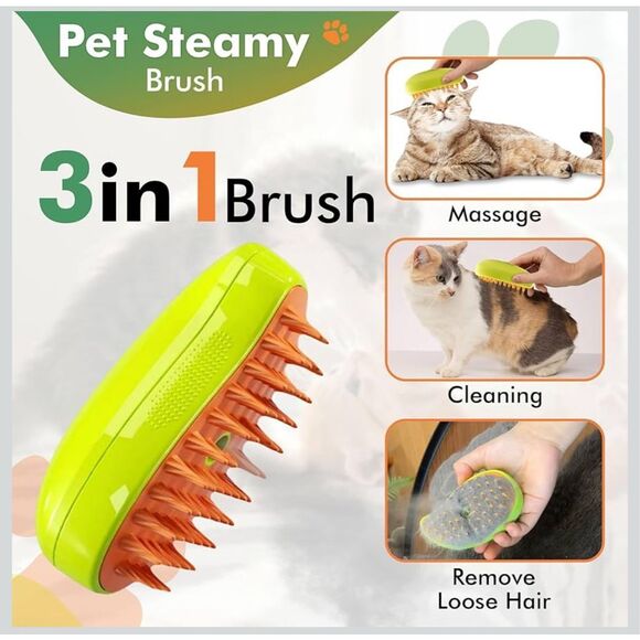 Emami NIB 3-in-1 Electric Spray Massage Grooming Hair Comb Steamy Cat Dog Brush - Picture 4 of 11